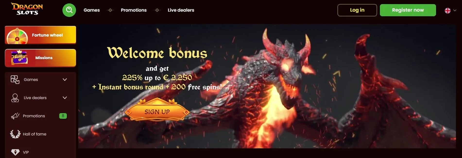 DragonSlots Casino Homepage